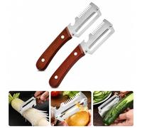 Vegetable Peeler for Kitchen, Multifunctional Potato Peeler with Stainless Steel Blade & Wooden Handle, Fruit & Veg Peeler Tool for Carrot, Cucumber, Apple & Everyday Cooking (2pack)