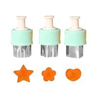 Vegetable Shape Cutter, 3pc Small Fruit Cookie Stamp, Lunch Mold | Fun Cutout Design Shapes, Smooth Edged Comfort Hand Guard, Easy Homemade Baking Box Lunch Meal Prep Creation Value