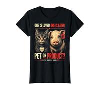 Végétalien Spécialisme Véganisme Droits des Animaux Libération Animale Vegan T-Shirt Graphique avec Valeur, Femme, Noir, L