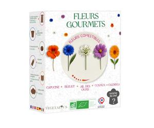 VEGETALIUS - Kit fleurs comestibles à cultiver | Graines bio françaises (Calendula, Bleuet, Cosmos, Capucine, Ail des Ours) + La surprise du chef | Coffret prêt à pousser éco-responsable - Idée cadeau