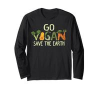 Vegetarian Go Vegan Save Earth Plantes Légumes Amateur de Nourriture Manche Longue