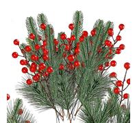 Vegetation de Noël avec aiguille de pin | 60 branches vertes synthétiques pour créer une atmosphère naturelle et pour décorer le jardin, la maison, la porte, la cheminée, la table, les fêtes