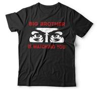 Vegetime Big Brother is Watching You Black Men's T-Shirt Graphic Unisex Tee Shirt S