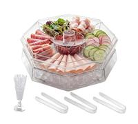 Veggie Tray - 5 Compartment Rotating Lid Design Portable Food Storage Platter | Fruit Vegetable Candy Appetizer Organizer Serving Tray Kitchen Container | For Fridge Kitchen Party Family