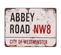VEGlkj Abbey Road Plaque en métal de style vintage 20,3 x 30,5 cm Décoration murale pour garage, magasin, bar, salon