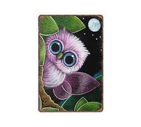 VEGlkj Dessin animé hibou paysage maison vintage affiche métal panneau peinture fer plaque décoration murale bar club fantaisie cuisine rétro salon garage cadeaux pour maman papa 20 x 30 cm