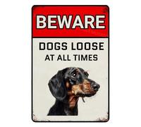 VEGlkj Panneau d'avertissement « Beware Of Dogs Loose At All Time » en aluminium pour clôture, cour, maison, cuisine, ferme, jardin, décoration murale 20,3 x 30,5 cm
