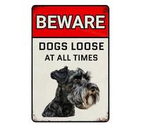 VEGlkj Panneau d'avertissement « Beware Of Dogs Loose At All Time » en aluminium pour clôture, cour, maison, cuisine, ferme, jardin, décoration murale 20,3 x 30,5 cm