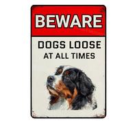 VEGlkj Panneau d'avertissement « Beware Of Dogs Loose At All Time » en aluminium pour clôture, cour, maison, cuisine, ferme, jardin, décoration murale 20,3 x 30,5 cm