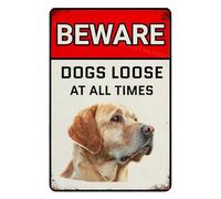 VEGlkj Panneau d'avertissement « Beware Of Dogs Loose At All Time » en aluminium pour clôture, cour, maison, cuisine, ferme, jardin, décoration murale 20,3 x 30,5 cm