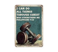 VEGlkj Panneau de motivation en métal avec inscription « I Can Do All Things Through Christ » - Décoration murale vintage - 20,3 x 30,5 cm
