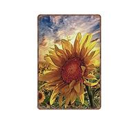 VEGlkj Panneau en étain motif tournesol - Décoration murale vintage - Affiche en métal - Plaque de peinture en fer - Décoration murale fantaisie - Cuisine rétro - Cadeau pour maman et papa - 20 x 30
