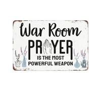 VEGlkj Panneau en métal « Prayer Is The Most Powerful Weapon » - Décoration murale vintage pour cuisine, café, bar - 20,3 x 30,5 cm