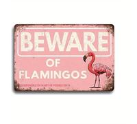 VEGlkj Plaque décorative en étain motif flamant rose - Décoration de cour rose accrocheur, panneau d'avertissement en métal pour intérieur/extérieur, femme, ajoute de la fantaisie à la maison, cuisine