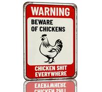 VEGlkj Plaque en métal avec inscription « Beware of Chicken Coop » - En aluminium - Pour clôture, portail, cour, décoration murale - 20,3 x 30,5 cm
