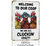 VEGlkj Plaque en métal avec inscription « Beware of Chicken Coop » - En aluminium - Pour clôture, portail, cour, décoration murale - 20,3 x 30,5 cm