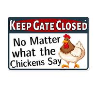 VEGlkj Plaque en métal - Avertissement de poulet « Keep Gate Close » - Cadeau amusant pour les amateurs de poulet - Plaque d'art intérieur/extérieur 20,3 x 30,5 cm