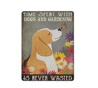 VEGlkj Plaque en métal rustique avec chien papillon et chiens et jardinage temps passé avec des chiens et le jardinage n'est jamais perdu - Décoration murale de maison ou de jardin - 30,5 x 40,6 cm