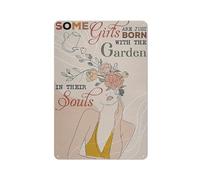 VEGlkj Plaque en métal rustique avec inscription « Gardening Girl Some Girls Are Just Born With The Garden In Their Souls » Décoration murale pour maison, salon, jardin, cour 20,3 x 30,5 cm