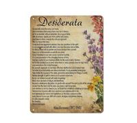 VEGlkj Plaque en métal rustique Desiderata - Poème inspirant - Poème Max Ehrmann - Affiche littéraire - Impression d'art - Cadeau de fan de Max Ehrmann - Décoration murale d'intérieur - 30,5 x 40,6 cm
