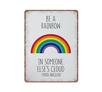VEGlkj Plaque en métal vintage avec citation inspirante « Be A Rainbow in Someone Else's Cloud » - Décoration de chambre d'enfant - Pour bureau, cuisine, garage, salon, garage, maman, papa, 30 x 40 cm