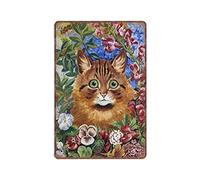 VEGlkj Plaque en métal vintage motif chat parmi les fleurs - Décoration murale - Décoration murale - Pour bar, club, cuisine rétro - Cadeau pour maman et papa - 20 x 30 cm