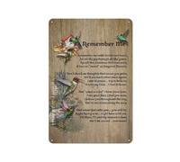 VEGlkj Plaque rustique en métal avec colibri « Remember Me With SmilesTears For All The Joy Through All The Years » - Décoration murale en aluminium pour maison, café, 20,3 x 30,5 cm