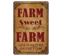 VEGlkj Plaque vintage en étain 20,3 x 30,5 cm - « Farm Sweet Farm: Life is Better on the Farm » - Décoration vintage pour maisons, granges et cuisines de campagne - Cadeau pour les agriculteurs et les