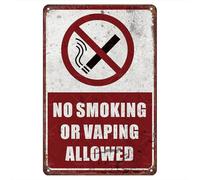 VEGlkj Plaque vintage en étain 20,3 x 30,5 cm - Inscription « No Smoking or Vaping Allowed » - Décoration vintage pour maisons, bureaux et espaces publics - Cadeaux pour non-fumeurs et amateurs
