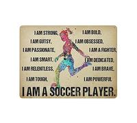 VEGlkj Poster vintage en métal « I Am A Soccer Player » - Décoration murale amusante pour bar, club, cuisine, salon, garage, maman, papa, 30,5 x 40,6 cm