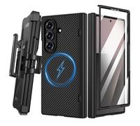 VEGO Coque pour Galaxy Z Fold 7 avec clip ceinture [Compatible avec Magsafe] Protection d'écran et charnière Protection intégrale antichoc en fibre de carbone rigide PC magnétique pour Samsung Z Fold