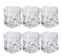 VEGOATY Bourbon Lot de 6 verres de 200 ml - Double verre en cristal sans plomb - Verres à whisky irréguliers - Transparent - Scotch Rocks - Pour bars, appartements, cuisine