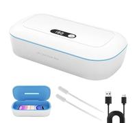 VEGOATY Désinfectant UV pour téléphone portable en ABS : boîte de désinfection UV avec affichage numérique, alimenté par USB Nail Tools Stérilisateur avec 2 compte-gouttes pour téléphone portable