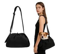 VEGOATY Écharpe de transport pour chien : écharpe de transport chat jusqu'à 7 kg avec bandoulière réglable et ouverture de cordon réglable, sac à bandoulière de voyage pour petit chien et chat pour la