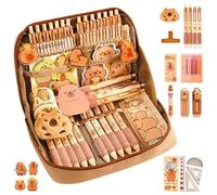 VEGOATY Ensemble de papeterie Capybara de grande capacité : trousse à crayons multicouche robuste Capybara, coffret cadeau polyvalent, stylos Capybara DIY, pour l'école et la vie quotidienne