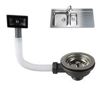 VEGOATY Kit De Vidange pour Évier: 1 Pièce Trop-Plein Carré, Acier Inoxydable Durable, Installation Facile, pour Éviers De Cuisine (114 mm)