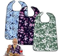 VEGOATY Lätz Lot de 3 bavoirs pour adultes, 75 x 50 cm, avec fermeture Velcro et bac de récupération, étanches, protection alimentaire, unisexe, réutilisables, coloré, 75*50mm