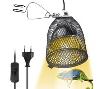 VEGOATY Lampe Chauffante Pour Reptiles Avec Cage De Protection Et Ampoule Chauffante En Céramique De 100 W, Culot E27, Pour Tortues, Lézards, Serpents Et Poules, Puissance Maximale 160 W