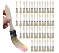 VEGOATY Lot de 100 pinceaux de peinture avec manche en bois : 23 mm - Avec manche en bois - Pinceau plat pour peintures, vernis, teintures, colles, murs et meubles, bricolage, fournitures de peinture