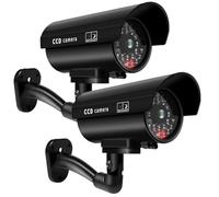 VEGOATY Lot de 2 caméras factices avec Lampe Solaire d'extérieur avec Lampe Solaire LED, caméra factice extérieure, Fausse caméra de Surveillance, pour Jardin,a Ouverture de Porte