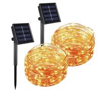VEGOATY Lot de 2 guirlandes lumineuses solaires d'extérieur - Mini lampes solaires - 7 m - 50 LED - Blanc chaud - Résistantes aux intempéries - Pour décoration de jardin - Bouteilles en verre