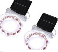 VEGOATY Lot de 2 Guirlandes Lumineuses Solaires pour Extérieur Petites, Guirlande Solaire Mini Ultra Petites Lumières 7m 50 LED Blanc Chaud, Guirlande Lumineuse Solaire pour Extérieur Résistante aux