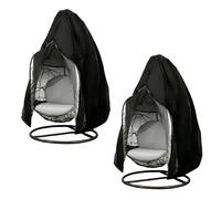 VEGOATY Lot de 2 housses pour fauteuil suspendu : noir/argent housse de protection imperméable, fermeture éclair tissu Oxford 210D, 115 x 190 cm, housse pour fauteuil suspendu extérieur pour jardin et