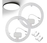 VEGOATY Lot de 2 kits de conversion avec aimant blanc - Faisceau LED 24 W avec blocs de bornes - Diamètre : 19 cm - Kit de conversion avec support magnétique pour plafonniers et appliques murales