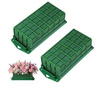 VEGOATY Lot de 2 mousses à fleurs avec grille et support : 30 x 12 x 8 cm - Pour arrangements floraux frais avec grille - Rectangulaire - Pour arrangements floraux DIY, mariage, décoration de voiture