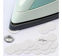 Lot de 200 patchs thermocollants à œillets - Diamètre 20 mm - Ronds - Rustines autocollantes en tissu - Pour renforcer ou réparer les œillets déchirés (blanc)