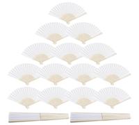 VEGOATY Lot de 24 éventails à main blancs pour mariage, éventails en papier bambou, éventails pliants pour mariage, invités, mariage, fête