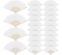 VEGOATY Lot de 24 éventails pliants en bambou - Décoration de mariage - Blanc