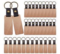 VEGOATY Lot de 30 porte-clés en bois vierge - Inscriptibles - Pour décoration, cadeaux, porte-clés, Carré., M