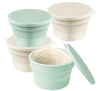 VEGOATY Lot de 4 boîtes à pizza avec couvercle, parfaites comme boîte à pizza, boîte de fermentation, boîte à pâte, ronde, 13 x 7,6 cm, boîte à pâte à pizza avec couvercle, boîte de fermentation